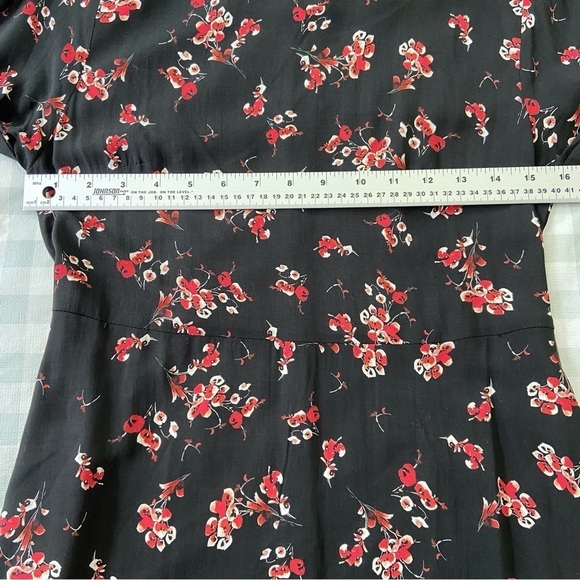 Velvet by Graham & Spencer Juliet printed dress black red long sleeves floral XS - Picture 10 of 16